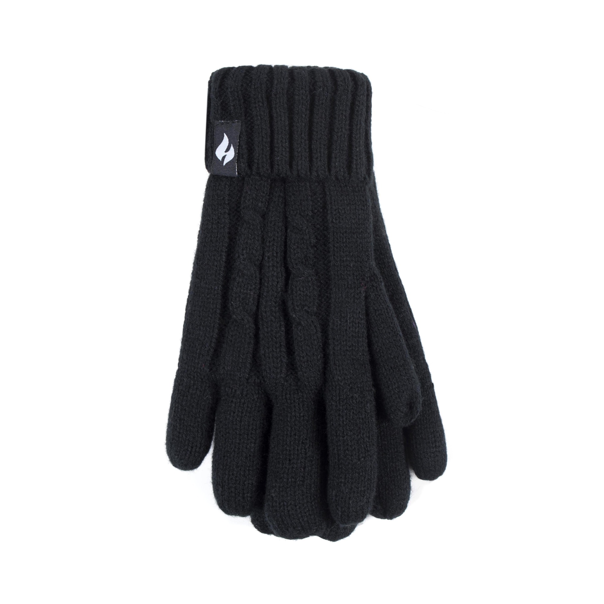 Heat Holders Women's Amelia Solid Cable Knit Gloves Black S/M